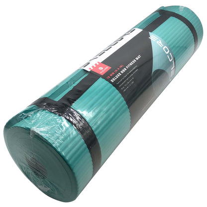 10mm Extra Long Non-Slip Exercise Mat with Carrying Strap in Teal