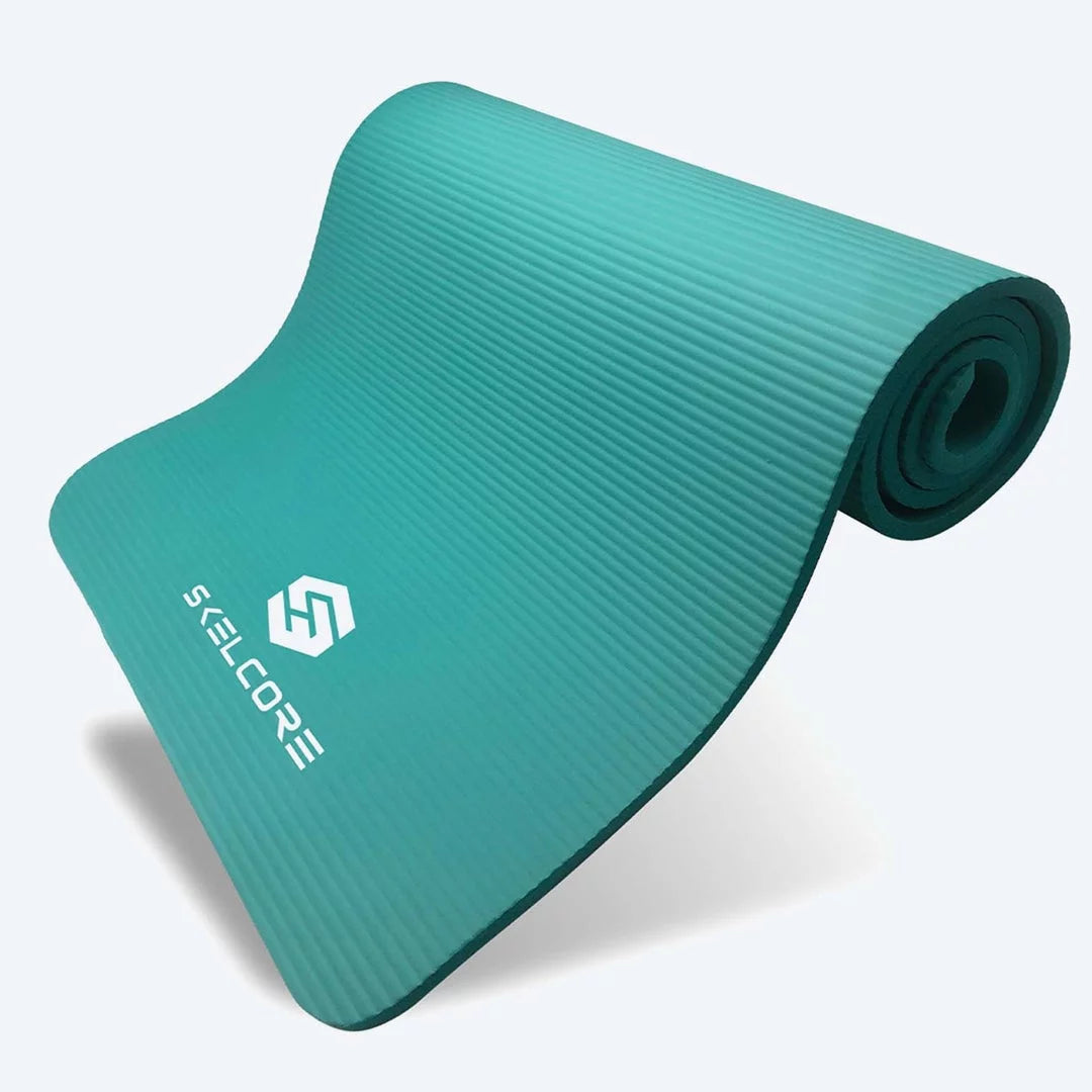 10mm Extra Long Non-Slip Exercise Mat with Carrying Strap in Teal